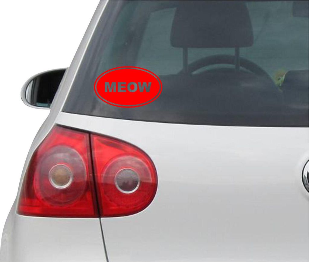Aufkleber / Autoaufkleber - JDM - Die cut - MEOW EURO OVAL - Cat Kitten - Folie Auto Decal Sticker #1726 - rot -139mm x86mm
