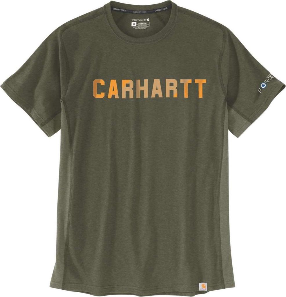 Carhartt Force Flex Block Logo T-Shirt (Olive,S)