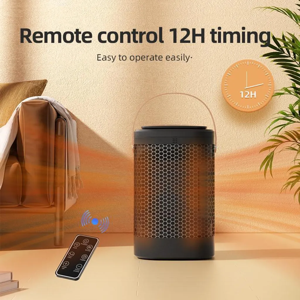Radiateur soufflant céramique pour bureau et chambre silencieux noir