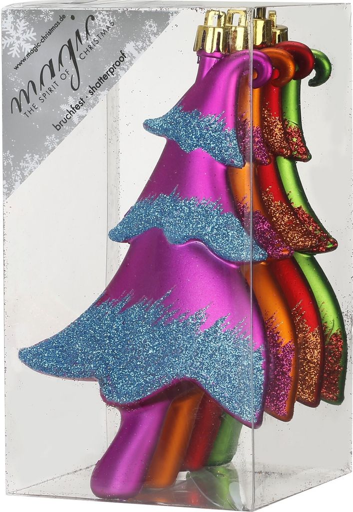 Christbaumschmuck Tannenbäume 14cm Kunststoff 4er Set - Mille Fiori