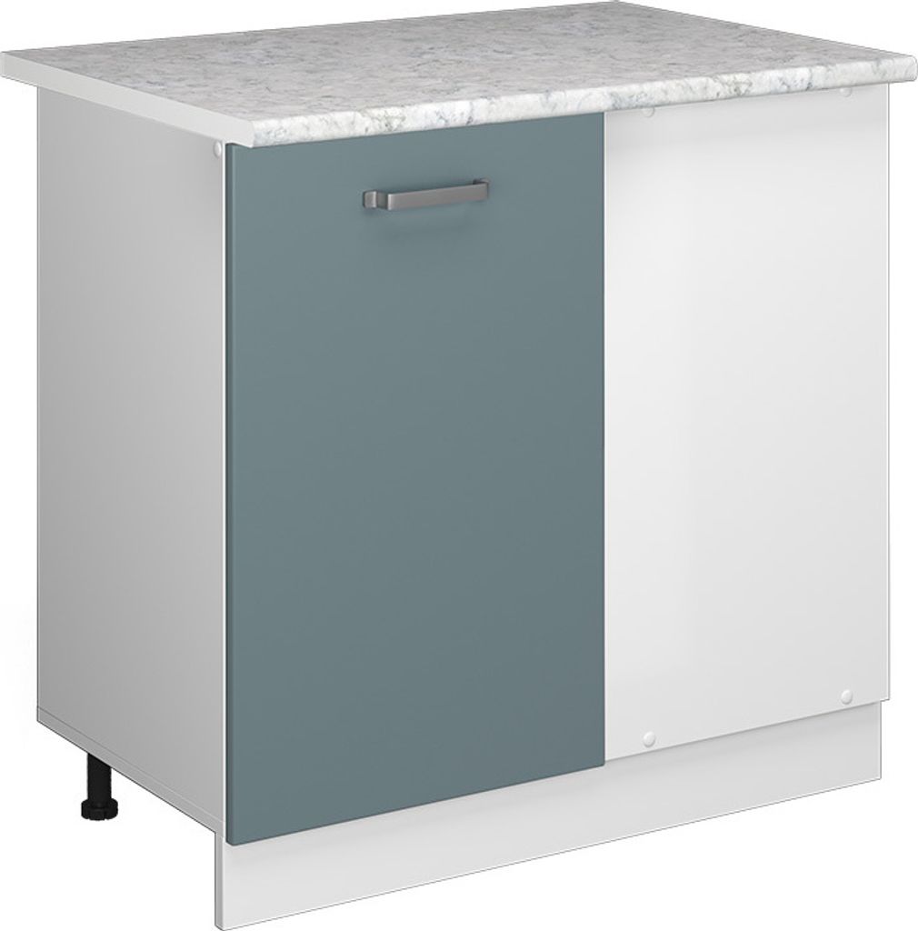 Eckunterschrank Vicco R-Line Blau-Grau 86 cm , AP Marmor, Model 41156