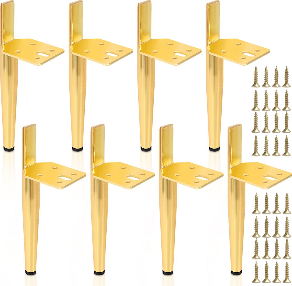 TolleTour 8er Set Möbelfüße Tischbeine Sockelfuß Tischfuß Möbel Metall Gold,Höhe:150 mm
