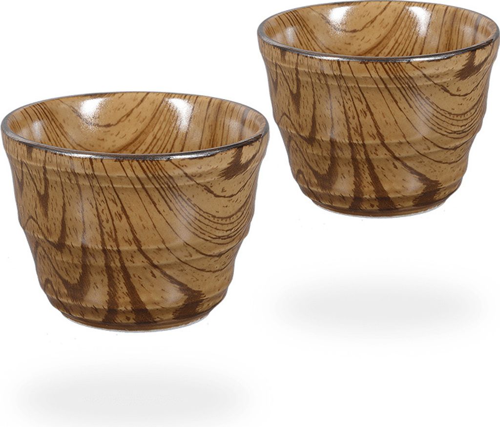 Teebecher / Teetassen / Teetassen Set / Becher Set / Trinkbecher braun, 2 Becher je 200ml, Holzdesign