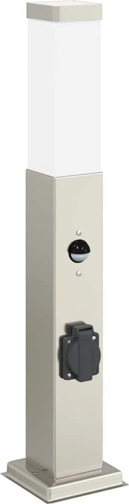 vidaXL Pollerleuchte mit Sensor und Steckdose 50 cm Edelstahl IP44