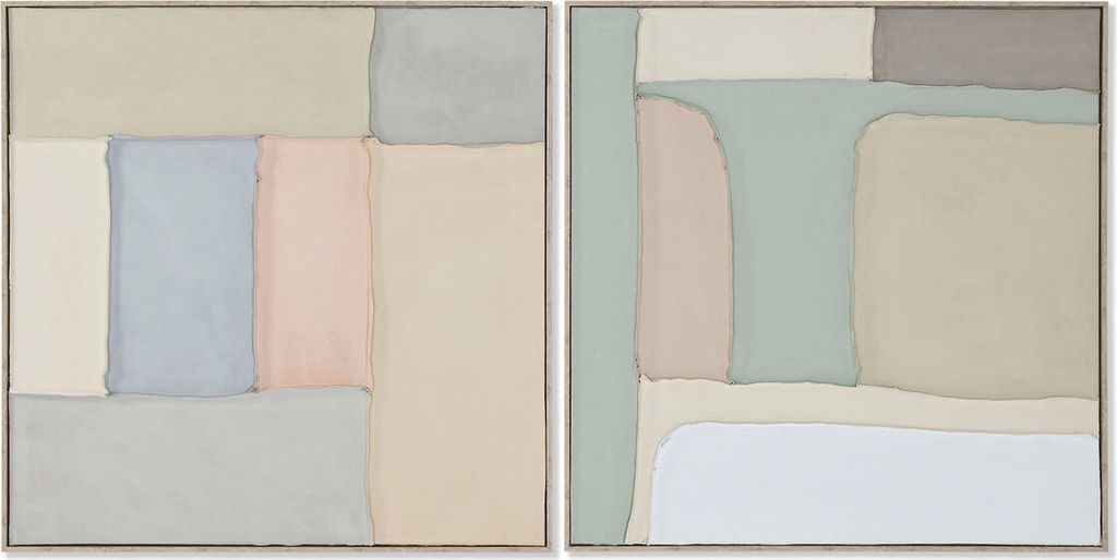 Cuadro Home ESPRIT Verde Beige Abstracto Urbano 92 x 3,8 x 92 cm (2 Stück)