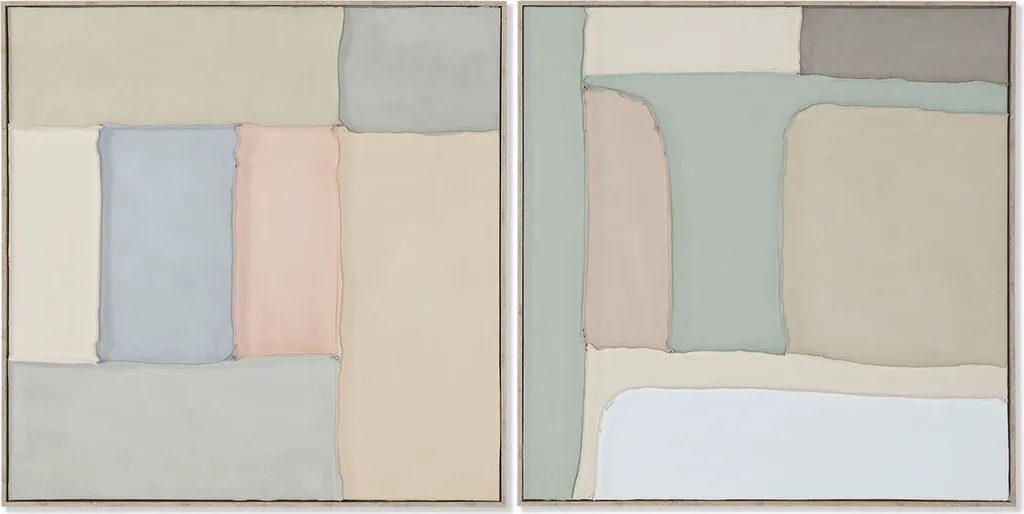 Duo de Toiles Murales Abstraites Urban Vert et Beige Home ESPRIT 92cm