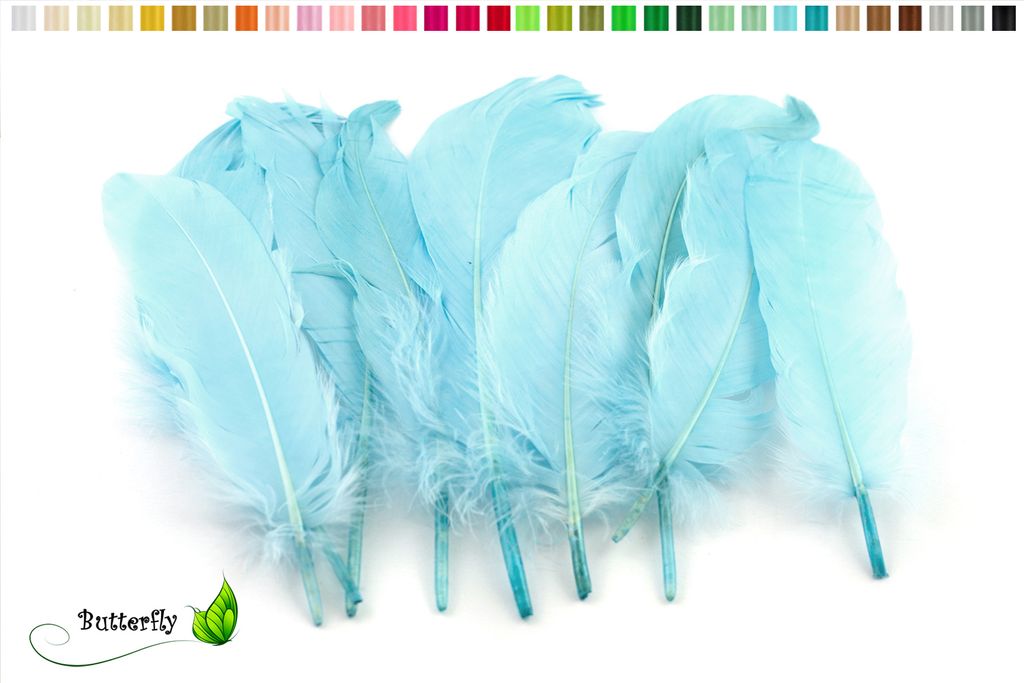 10 Gänsefedern 15-20cm, Farbauswahl:hellblau 311 / babyblau / zartblau