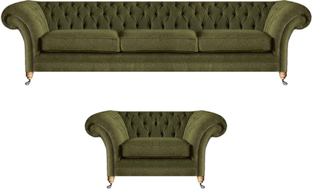 Chestefield Sofas Couch Designer Textil Sitz Polster Garnitur 2tlg Polstermöbel