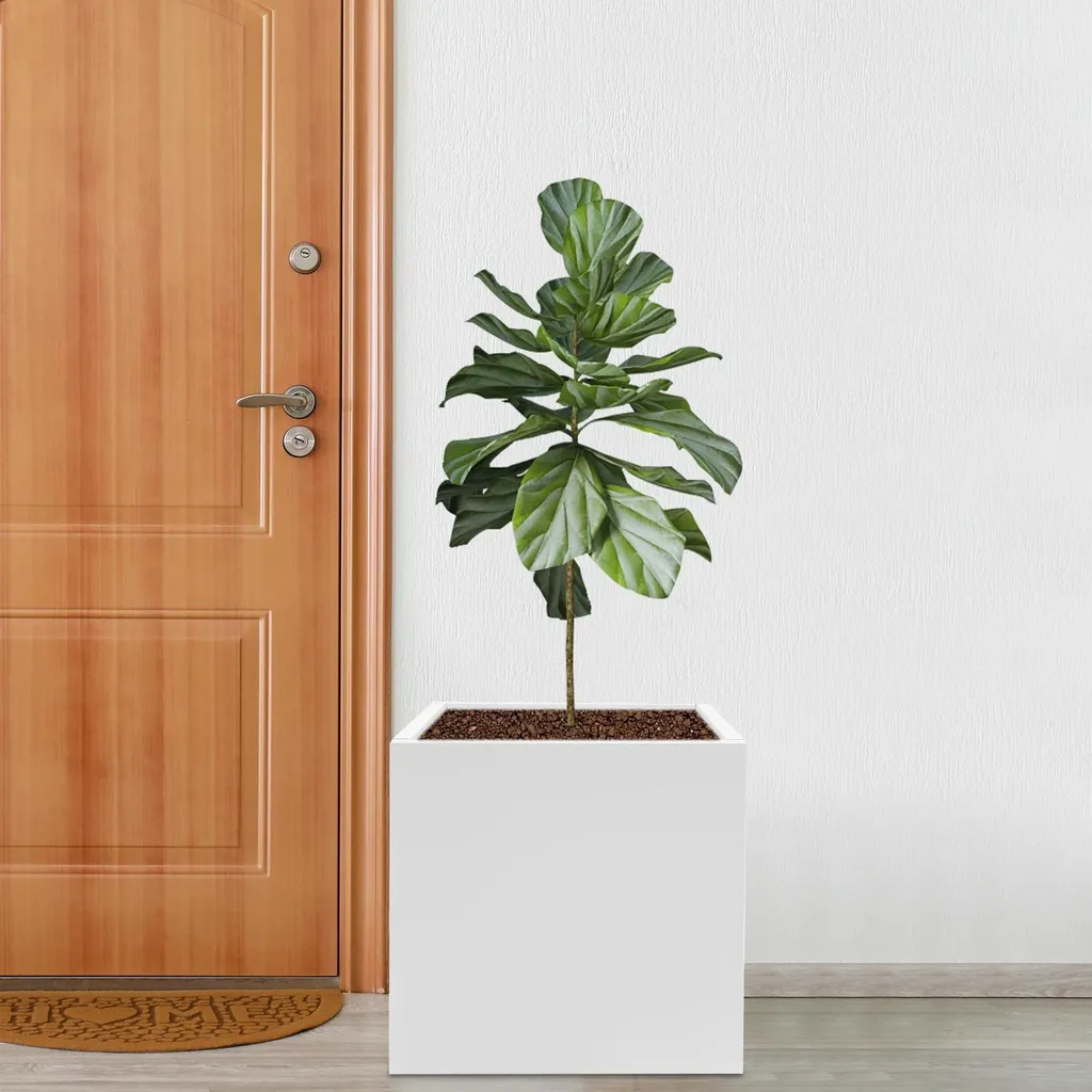 Bac à plantes durable en métal blanc 60cm - Résistant au gel et UV