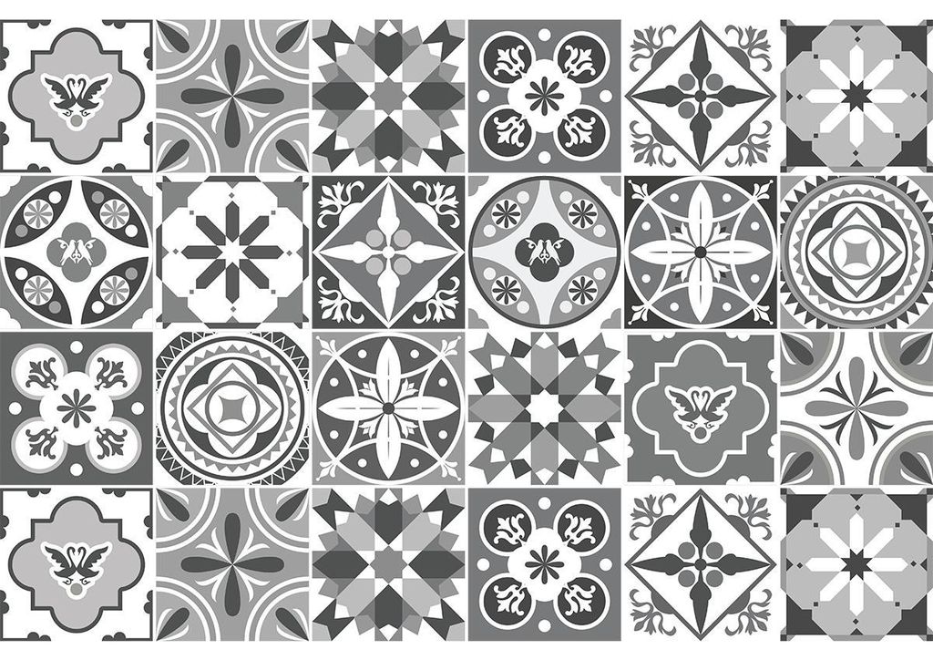 Selbstklebende Fliesenaufkleber für Küche und Bad – 24 Zementfliesenaufkleber, Azulejos Belisario – 24 Aufkleber, 20 x 20 cm