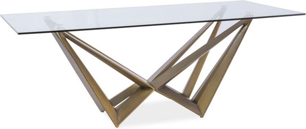 Casa Padrino Designer Esstisch mit Glasplatte Braun 200 x 100 x H. 76 cm - Luxus Esszimmer Möbel