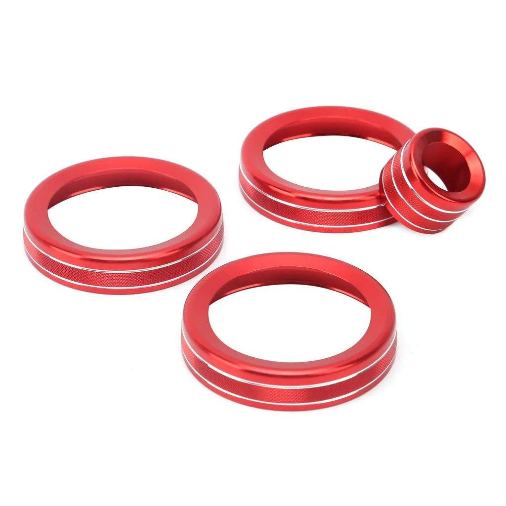 Rivestimento della manopola dell'aria condizionata, copertura della manopola di controllo del clima, anello dell'interruttore dell'aria condizionata, anello decorativo della manopola, decorazione della manopola del volume, decorazione dell'interno dell'automobile - 2