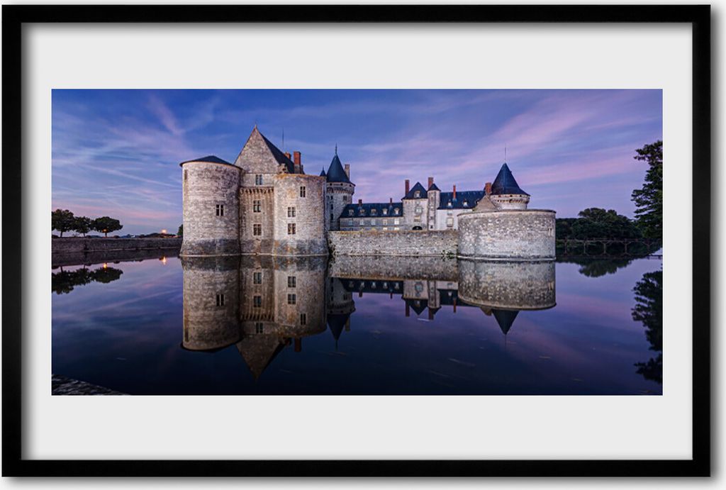 Bild 60x40 MDF-Rahmen Wandkunst Castle Wasser Architektur