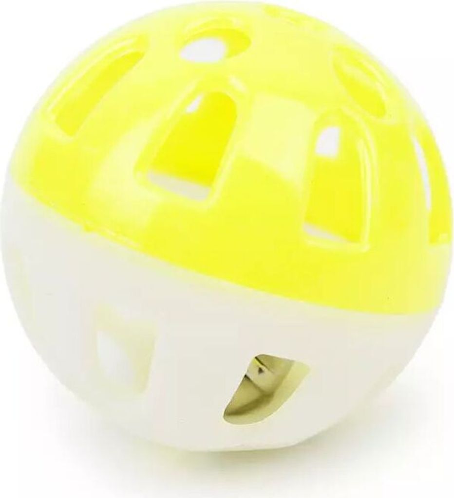 Plastik-Katzenball mit Glocke 4 cm Gelb