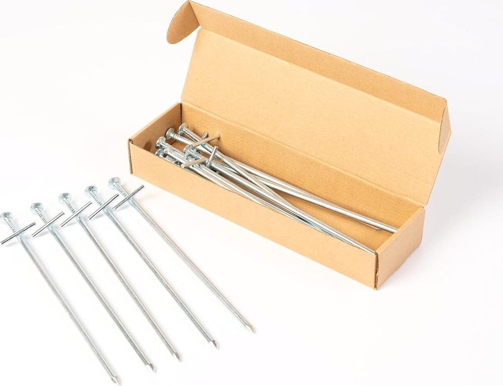 15 Stück Heringe Erdnagel Ø 6 mm Stahl Verzinkt Bodenanker Zeltheringe T Profil Länge 230 mm Zeltnagel Erdnägel