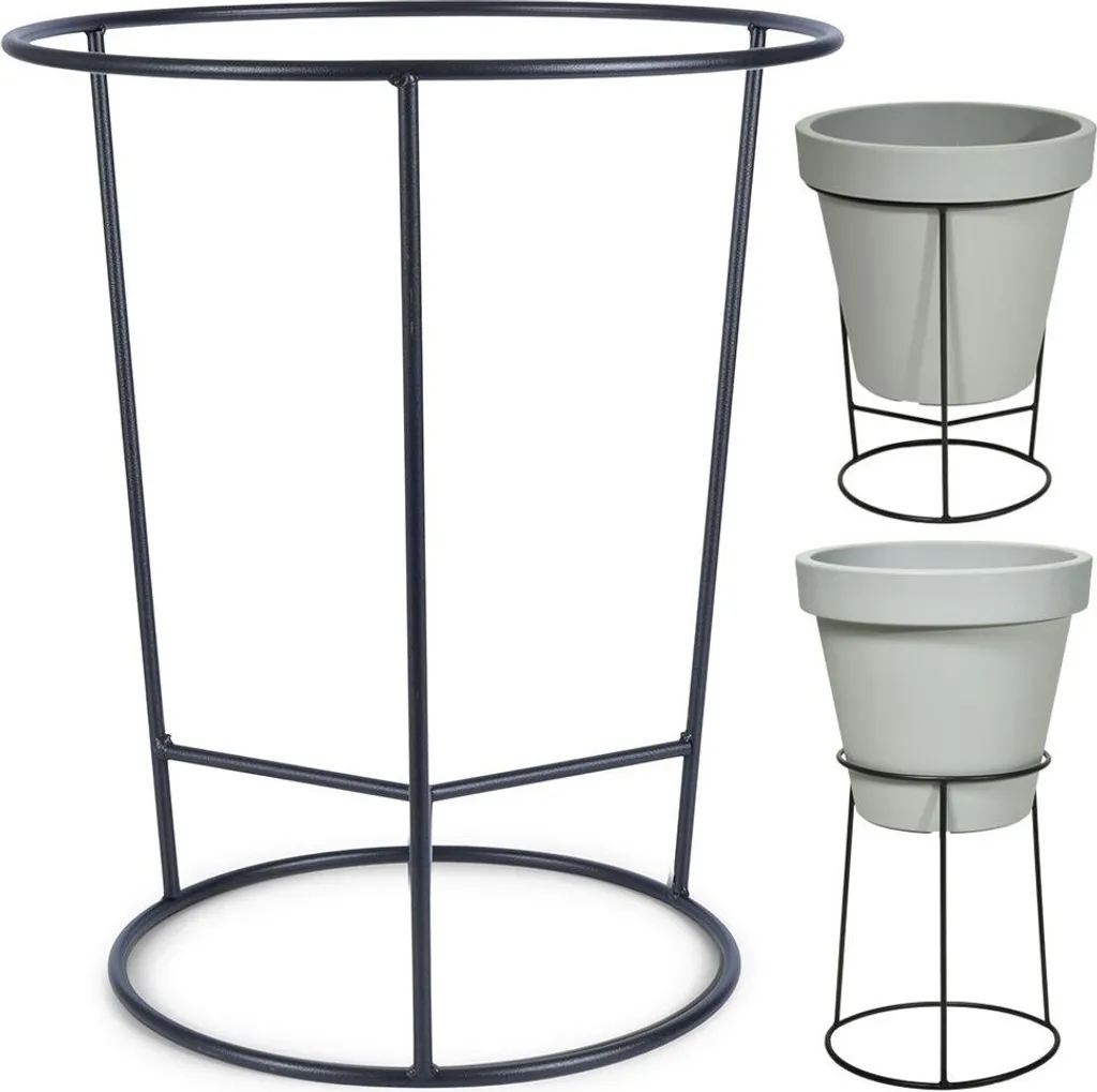 Porte-plante réglable en métal noir pour pot de fleurs intérieur et balcon