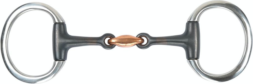 Shires - Flach Eisen (nicht rostfrei) Doppelt-Gebrochen Olivenkopf-Trense ER821 (5,5 in) (Schwarz)