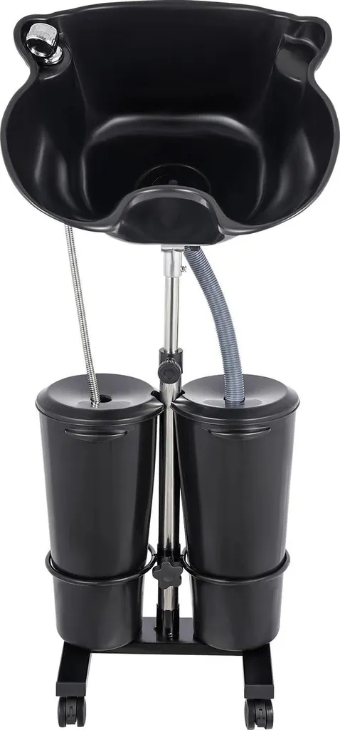 Bac à shampoing inclinable 270° avec 4 roulettes et double réservoir 9L