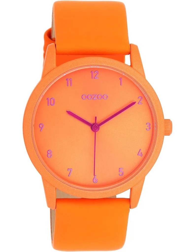 Oozoo orologio da polso in pelle arancione Orologi da donna analogici al quarzo UOC11171