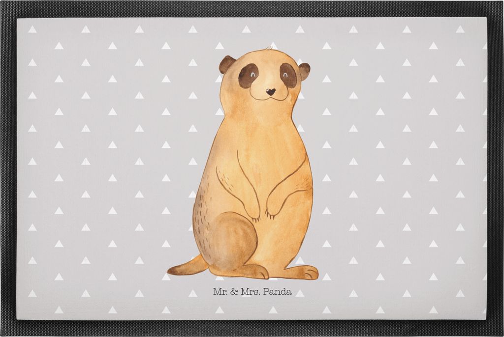 Mr. & Mrs. Panda fußmatte Erdmännchen 50 x 75 cm - Grau Pastell - Geschenk, Fußabstreifer, Türvorleger, Schmutzmatte, Roadtrip, Afrika, Gummima...
