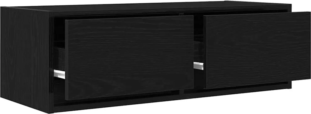 Mobili TV Rovere Nero 2 Pezzi 80cm | Set Parete Attrezzata Sospesa - 5