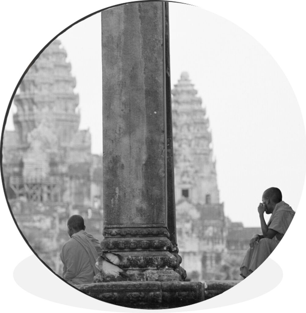 MuchoWow Aluminium Wandkreis Ruhende Mönche in Angkor Wat Ø 90 cm Wanddeko Modern Wohnzimmer - Mauerkreis - Wandbilder - Runde Bild - Bild aus ...