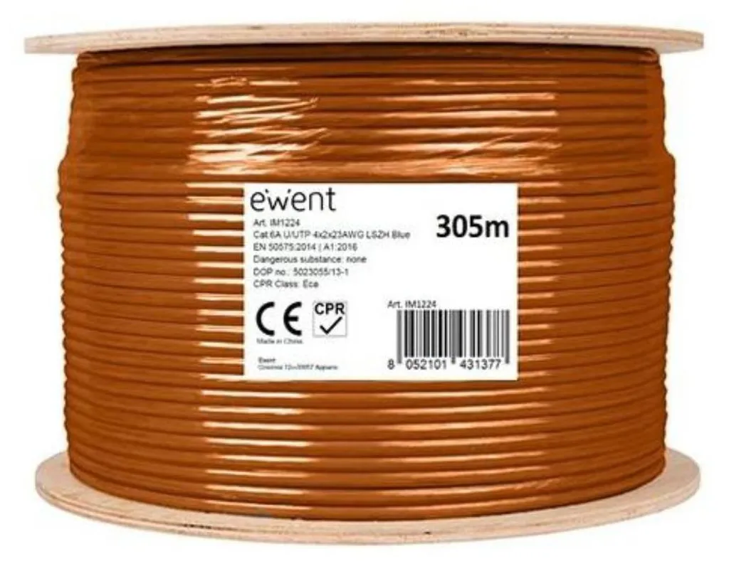 Bobine de Câble Ethernet Cat7 305m Orange Ewent pour Réseau Local LAN