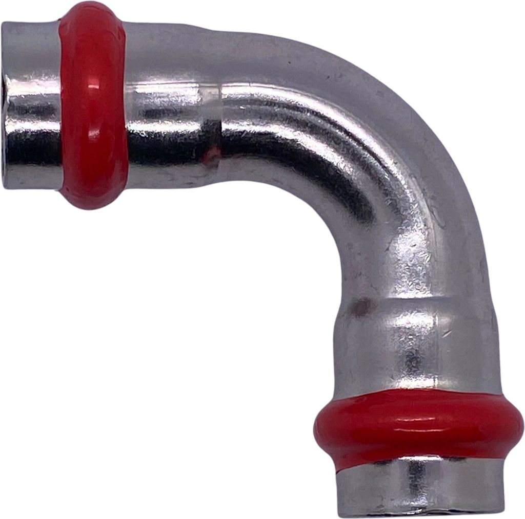 C-Stahl Pressfitting, 90° Bogen I / I , V-Kontur, 22mm