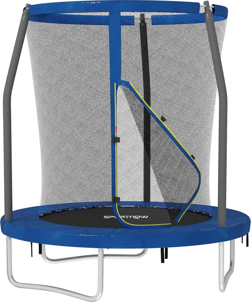 Trampoline de jardin 183 cm avec filet de sécurité et cadre en acier bleu