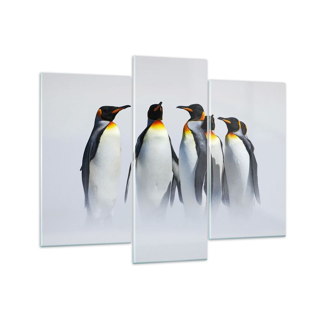 Bilder auf glas - Pinguine Winter Schnee Spaziergang - 130x100cm - Glasbilder - Wandbilder - Kunstdruck - Wanddekoration aus Glas - Glas Bilder - W...