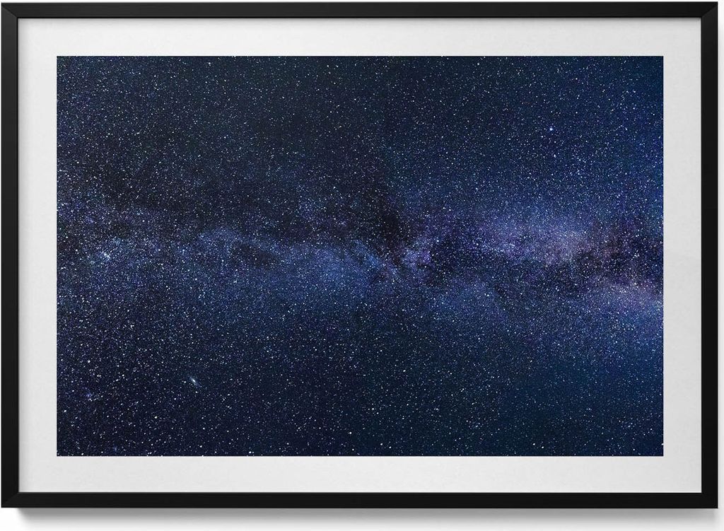 Bild von Weltraum und Sternen– Wandbild mit Rahmen – Gerahmtes Bild – Wanddekoration – 100x70 cm – Schwarz Rahmen