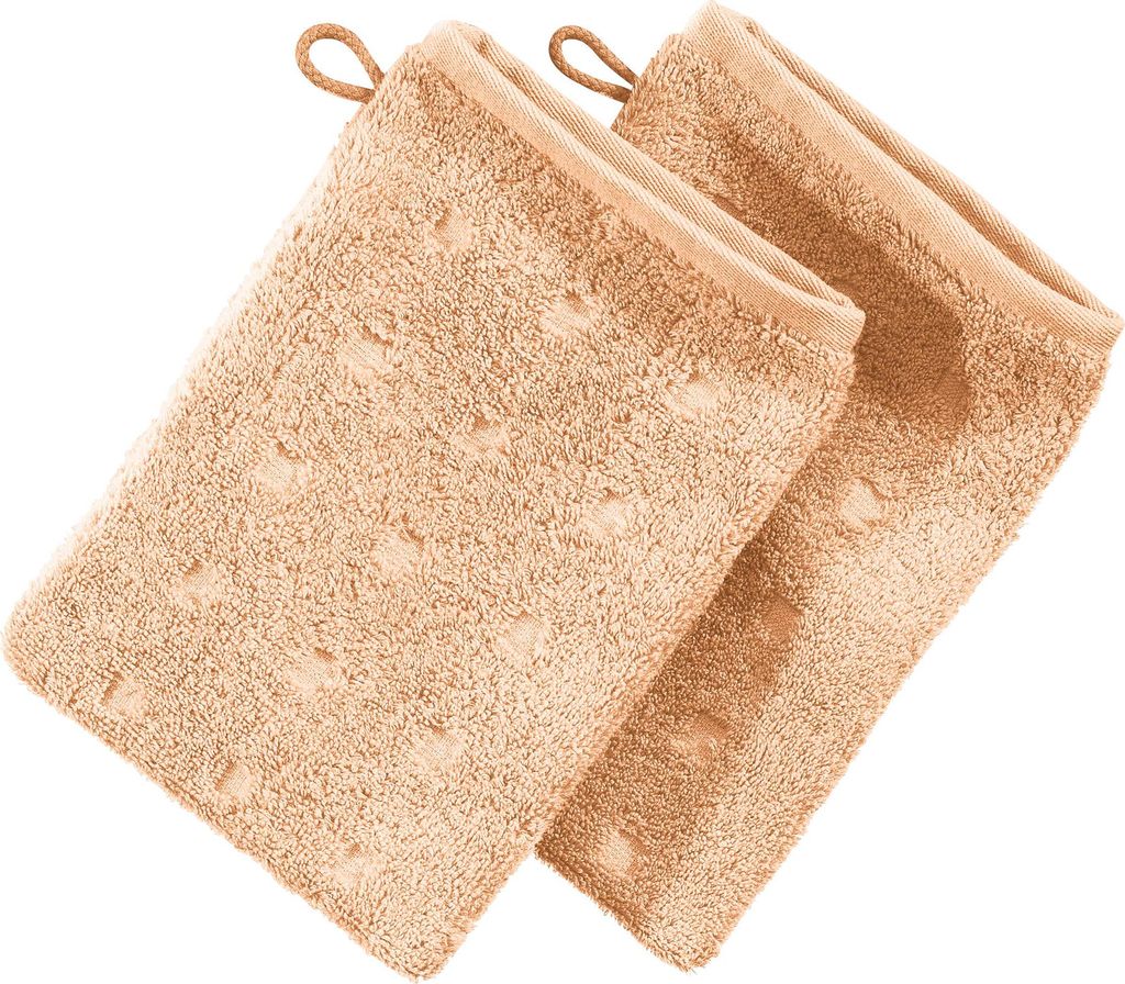 Möve Waschhandschuh Quadretti" 2er-Pack sand-apricot 15x20 cm"