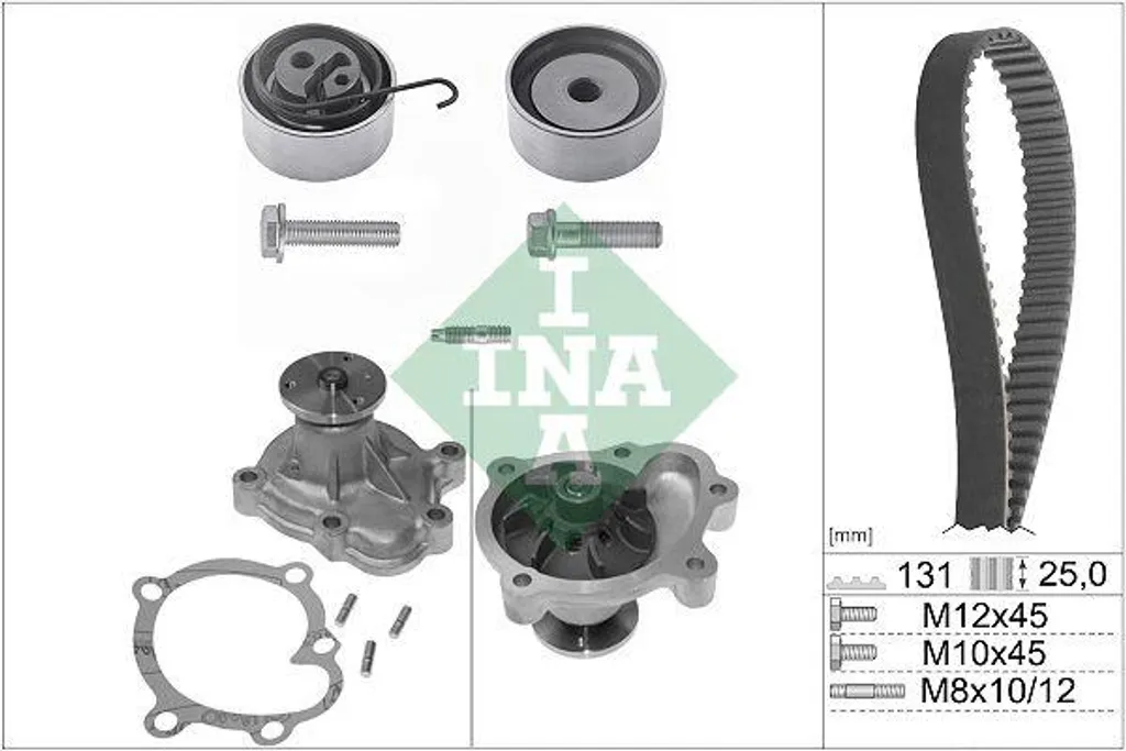 Kit Courroie de Distribution INA 530033830 avec Pompe à Eau OE 55597414