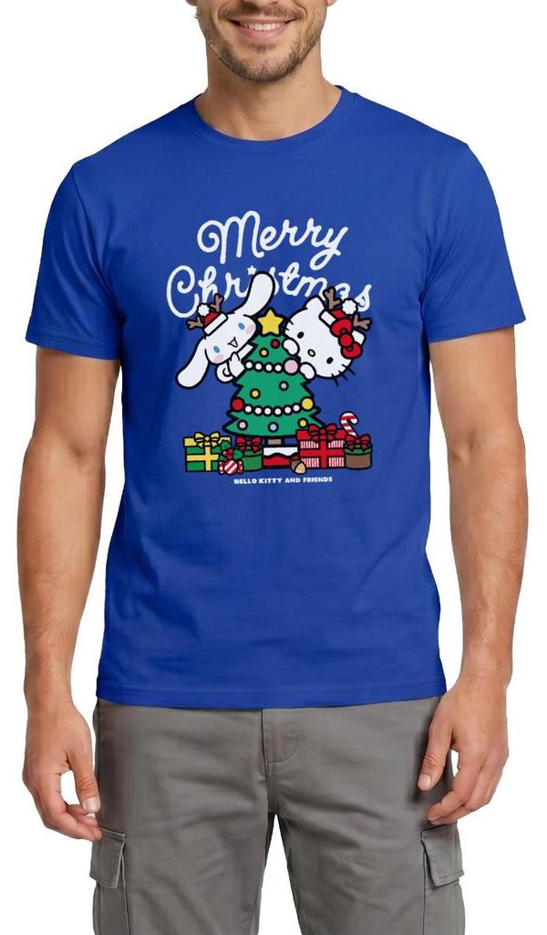 Spreadshirt Hello Kitty Und Cinnamoroll Weihnachten Männer T-Shirt, XL, Dunkelblau