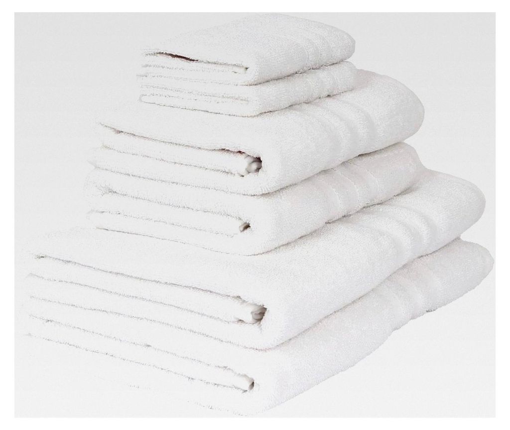 6-teiliges Set weißer Baumwollhandtücher 135 cm x 70 cm - für Erwachsene, dick, saugfähig, für Badezimmer, Dusche, Hotel und Strand