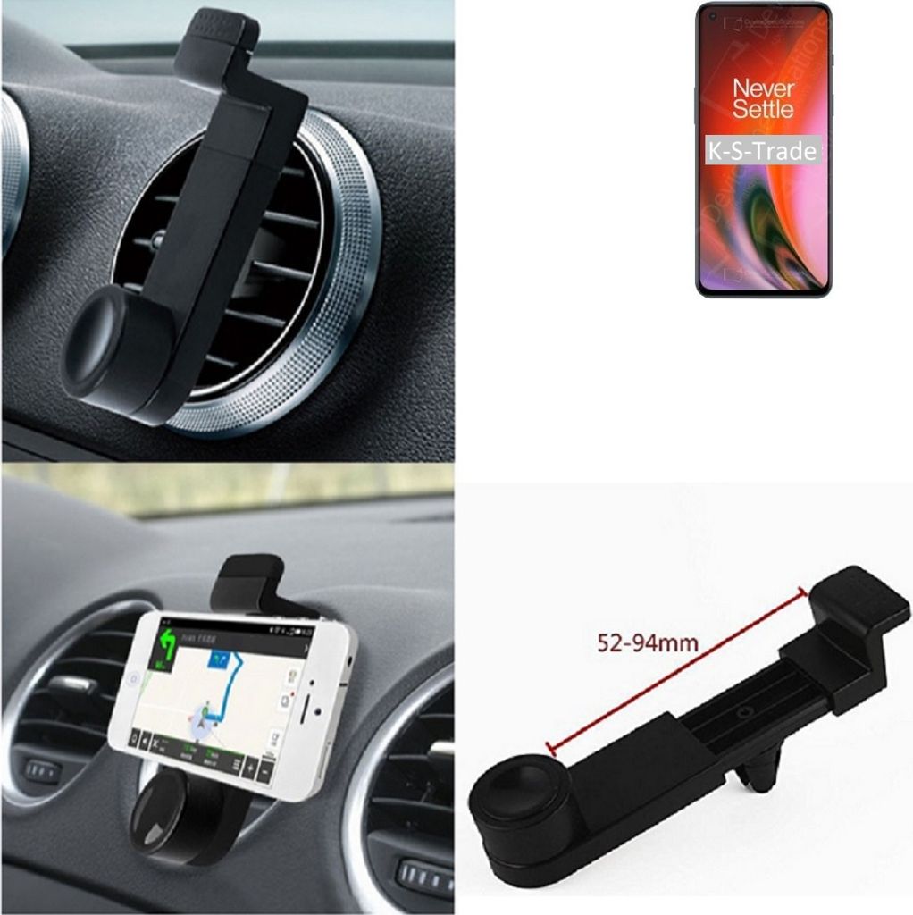 K-S-Trade Lüftungshalterung kompatibel mit OnePlus Nord 2 5G KFZ-Halterung Autohalterung Handy-halterung Lüftungsgitter Lüftungsschlitze Schwarz