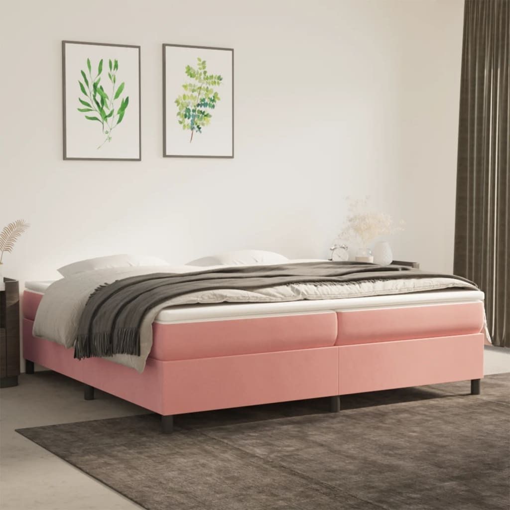 "Rabatt" Boxspring-Bettrahmen 2 Personen - Schlafzimmerbett - Rosa 200x200 cm Samt - Klassische Betten CC4624