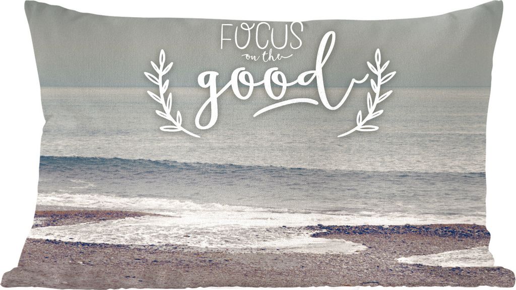 MuchoWow Zierkissen Sofakissen Wohnzimmer Dekokissen 60x40 cm Konzentriere dich auf das Gute" - Sprüche - Zitate - Kopfkissen - Polster mit Foto