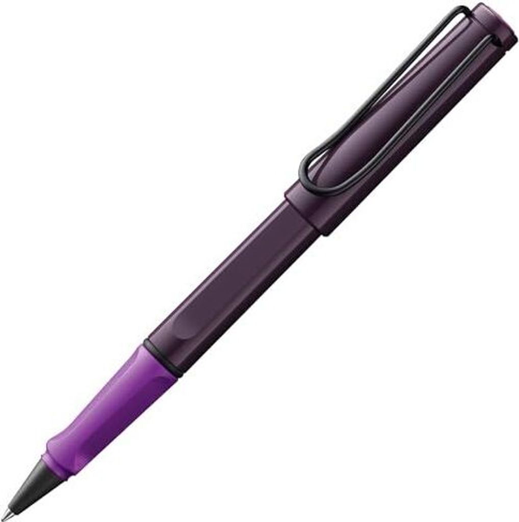 LAMY safari moderner Tintenroller 3D7 aus robustem Kunststoff in violett-himbeere mit ergonomischem Griff und selbstfederndem Metallclip, inkl. Tintenrollermine M 63 M schwarz