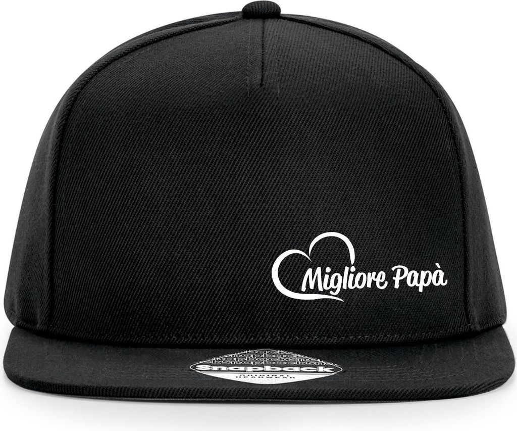 Huuraa Cappy Mütze Migliore Papà Cuore Black Polyester Snapback Kappe Geschenkidee