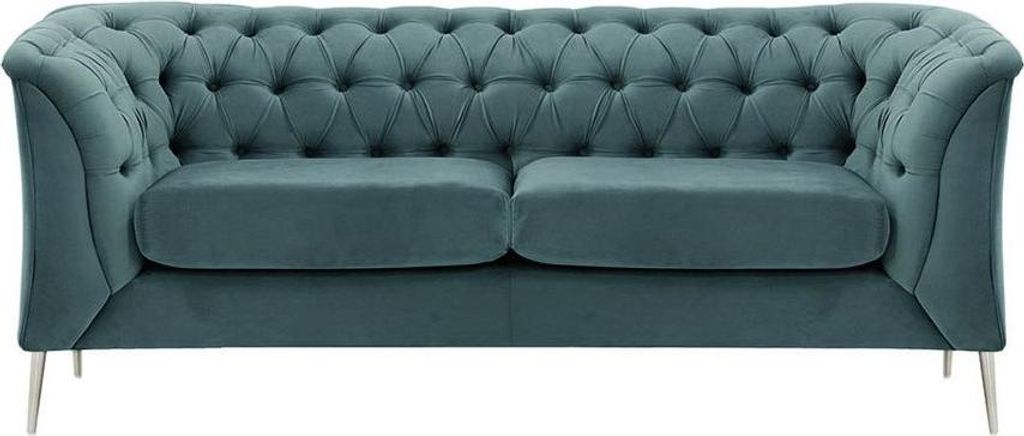Zweisitzer-Sofa Chesterfield Modern aus medizinischem Schaumstoff-Velluto 12-verchromtes Metall