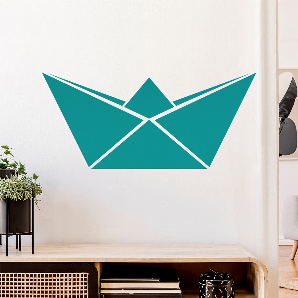 Papierfalten Schiffchen Wandtattoo Wandaufkleber Wall Sticker - Dekoration, Küche, Wohnzimmer, Schlafzimmer, Badezimmer