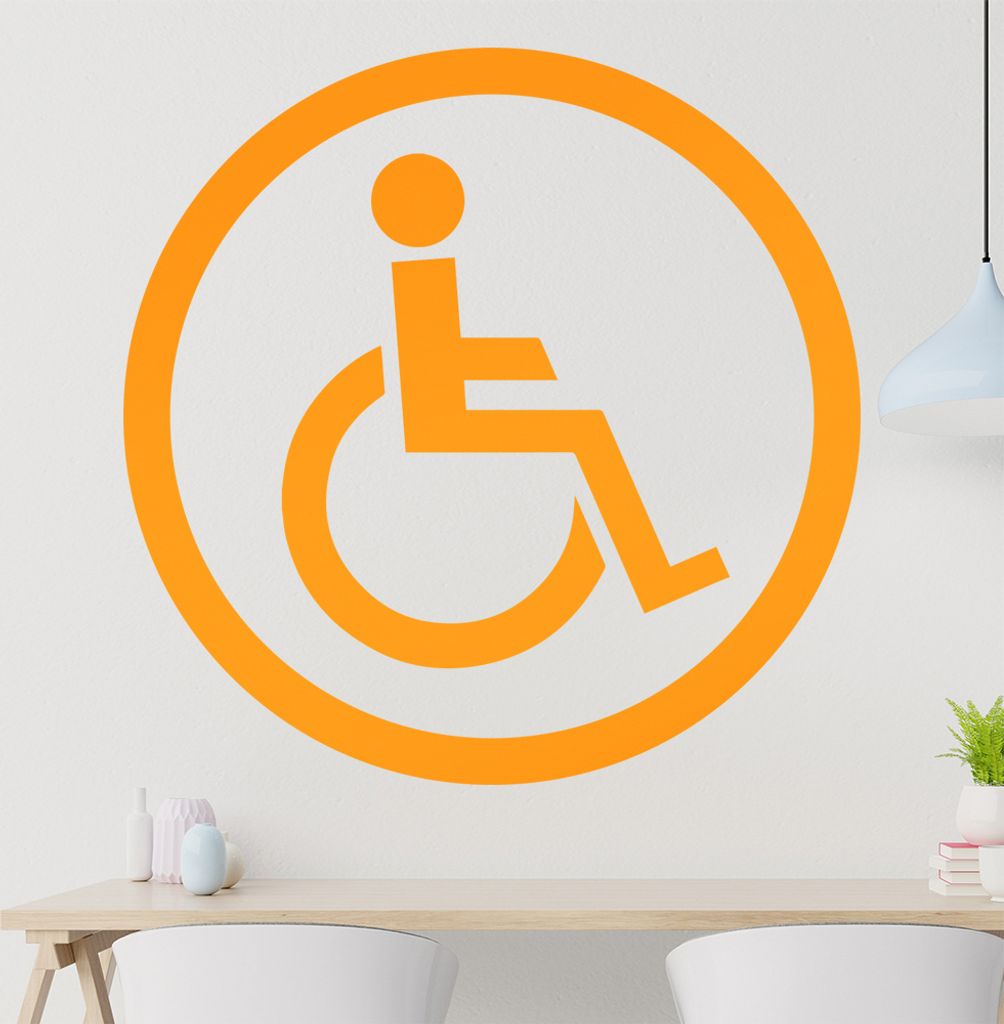 KIWISTAR Rollstuhl Zeichen Rund - Rolli Krankenhaus Klinik Rollstuhl barrierefrei Wandtattoo in 6 Größen - Wandaufkleber Wall Sticker - Dekoratio...