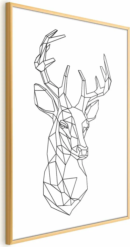 Quadro Cervo 40x60 Geometrico Cornice Oro Senza Margine - Arredo Casa