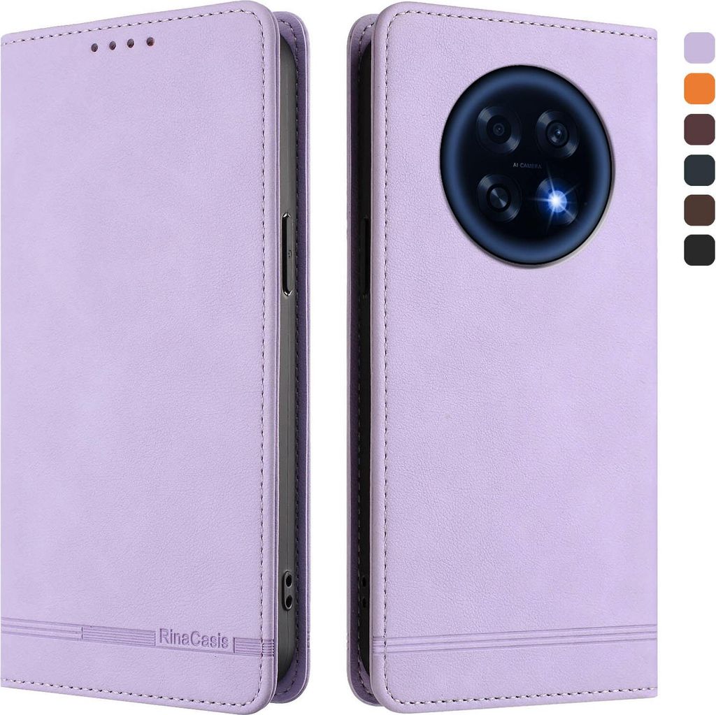 Hülle für Oppo A6 GT, Retro Kunstleder Ständer Klapphülle mit Kartenfächer und Magnetische Violett