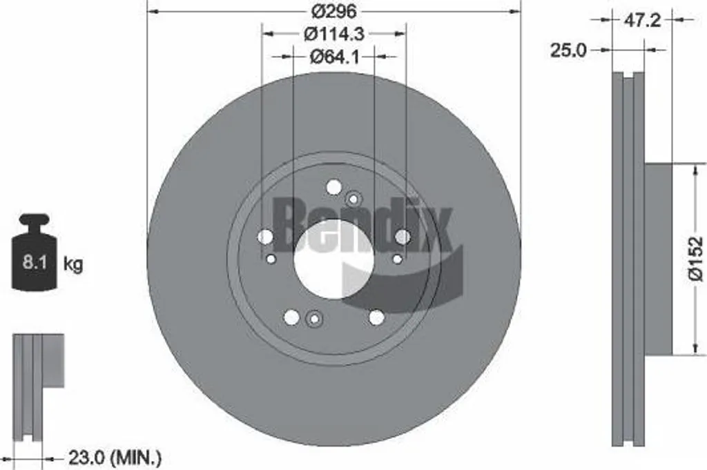 Disque de frein fonte haute qualité BENDIX BDS1828 compatible Accord VIII