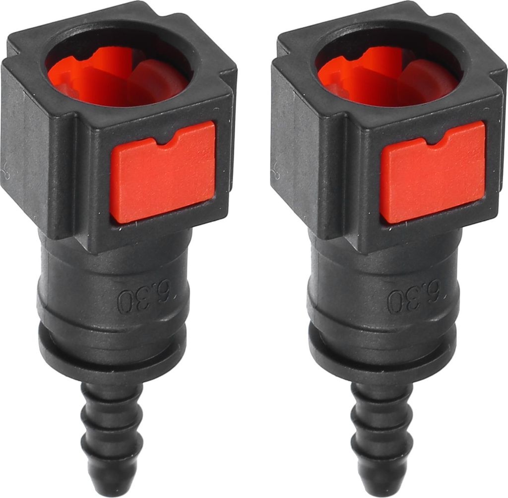 Kraftstoffleitungs-Schnellverschluss-Verbinder für Autos Gerade 1/4" 6.3mm SAE auf 1/8" 3mm Schlauchtrennung Kunststoff Rot (Set von 2).