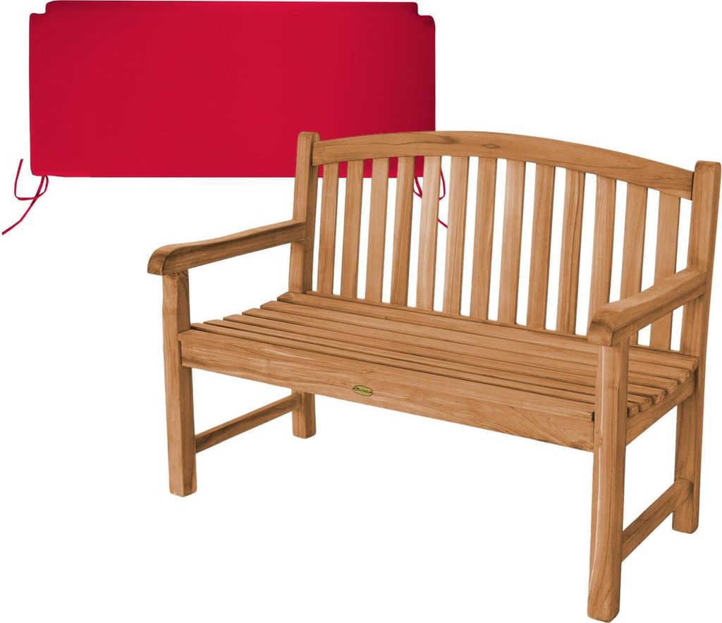 Gartenbank Bari Teak Massivholz 120 cm Rot