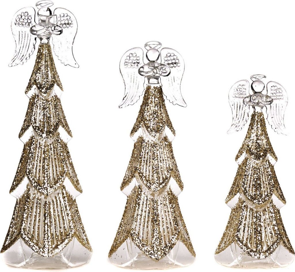 Goodwill Weihnachtsengel aus Glas, goldfarben, H 28,5 cm, Vorteilsset mit 3 Stück