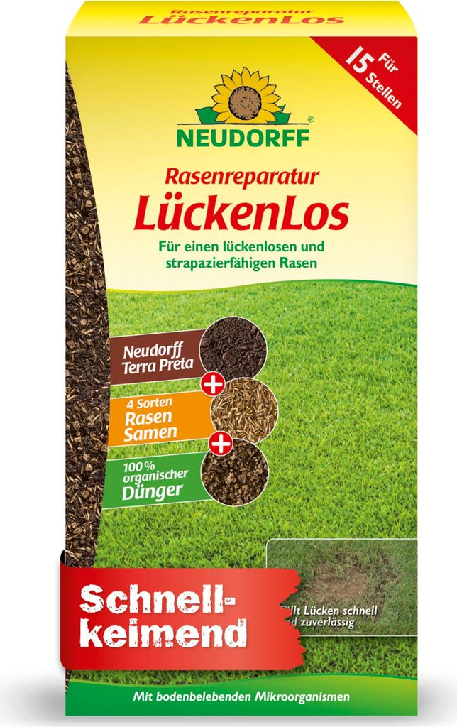Neudorff Rasenreparatur LückenLos 1,2 kg für 15 Lücken Rasenreparaturmischung